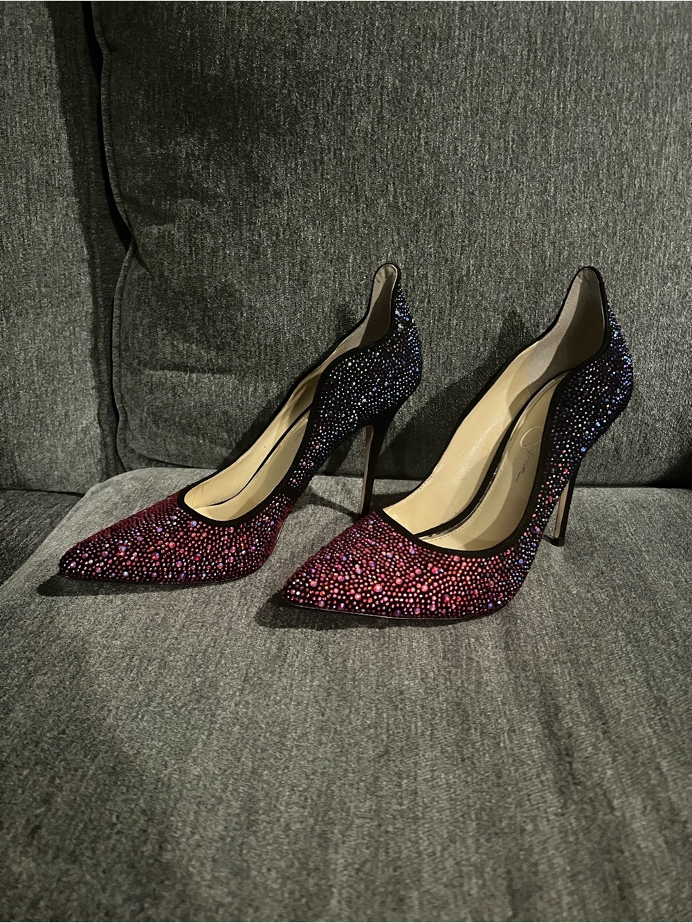 Jessica Simpson Ombre Crystal Pointed-Toe Stiletto Heels - Pink to Black